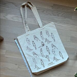 Artistic Beige Tote Bag with Line Drawings